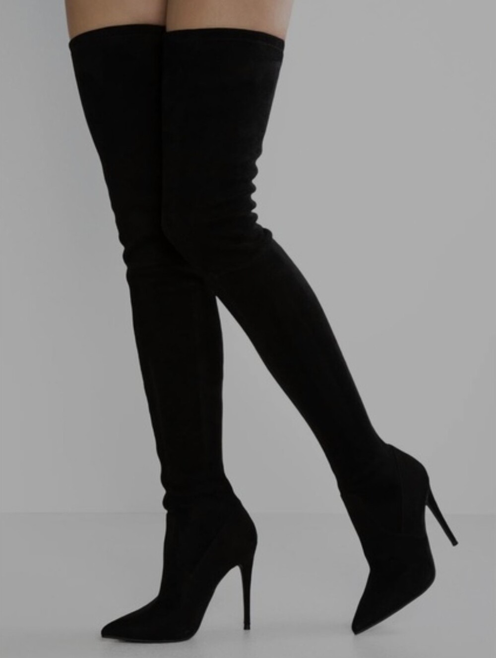 Steve Madden Black Over-the-Knee Pointed-Toe Stiletto Boots
